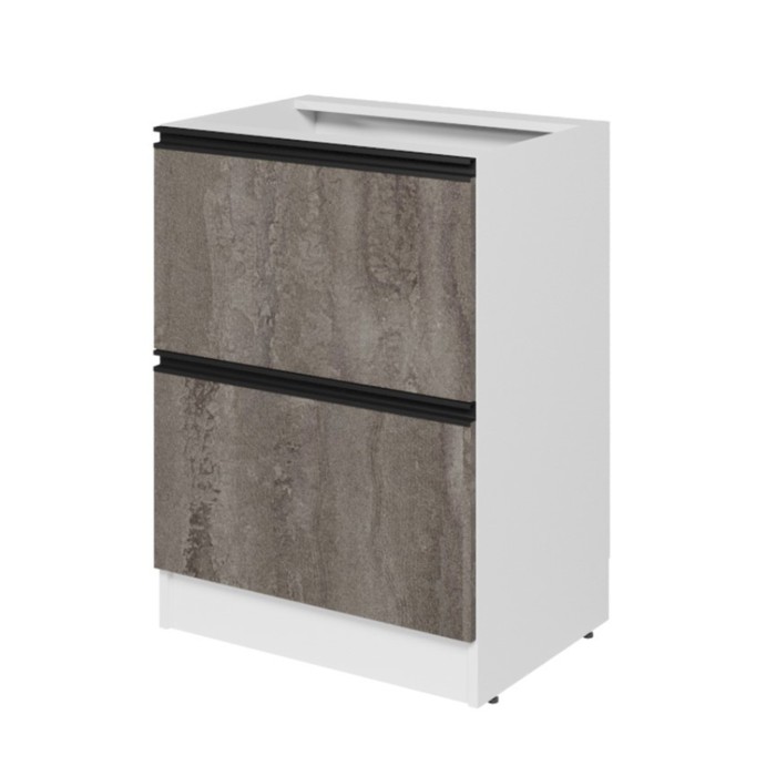 Шкаф напольный «Ноктюрн», 2 ящика, 600×450×820 мм, цвет белый/бетон тёмный/антрацит