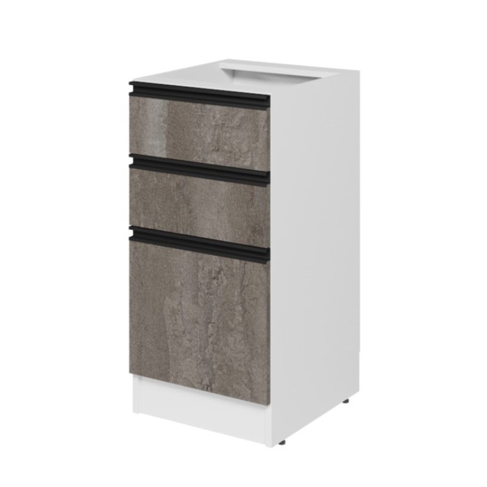 Шкаф напольный «Ноктюрн», 3 ящика, 400×450×820 мм, цвет белый/бетон тёмный/антрацит