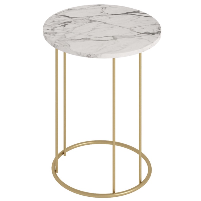 Столик кофейный «Ст127.0», 450×450×650 мм, цвет монте белый МДФ/металл металлик золотой