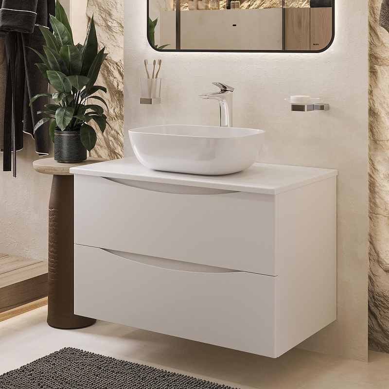 Тумба с раковиной Bond Cube 80 T05805-S54450 подвесная цвет Белый матовый