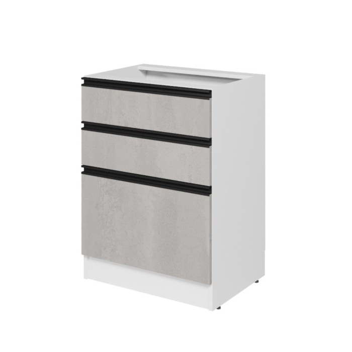 Шкаф напольный «Сюита», 3 ящика, 600×450×820 мм, цвет белый/бетон тёмный/антрацит