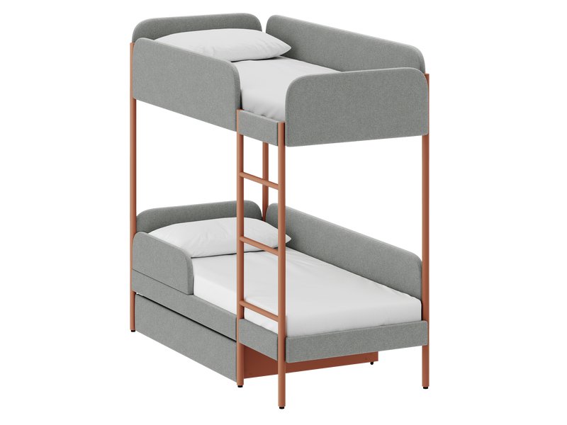 Кровать двухъярусная Эльви 80 Рогожка Серый/Терракотовый