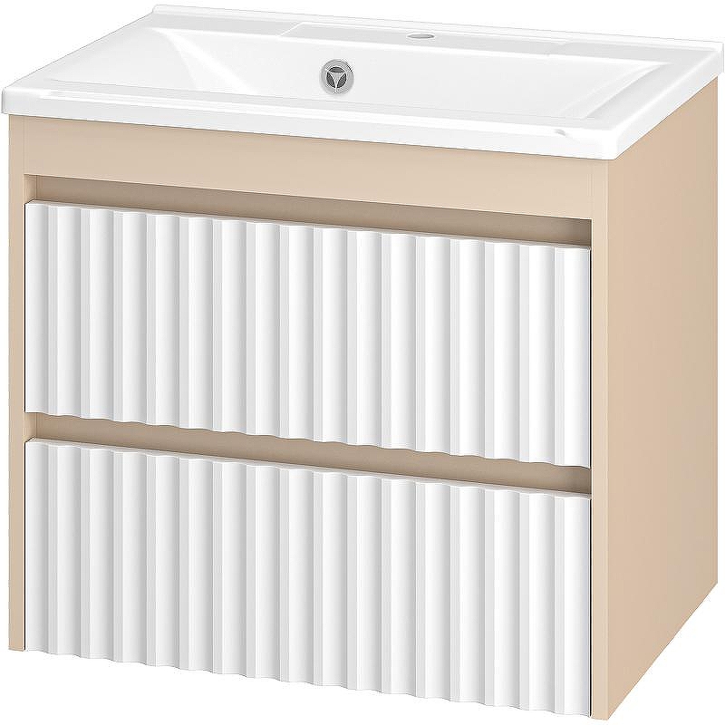Тумба с раковиной Brevita Balaton 65 УТ000023722 подвесная Белая матовая Бежевая матовая