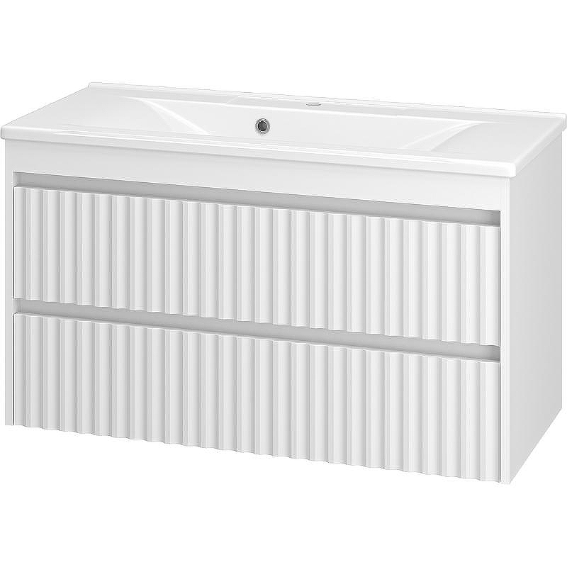 Тумба с раковиной Brevita Balaton 100 УТ000014503 подвесная Белая матовая