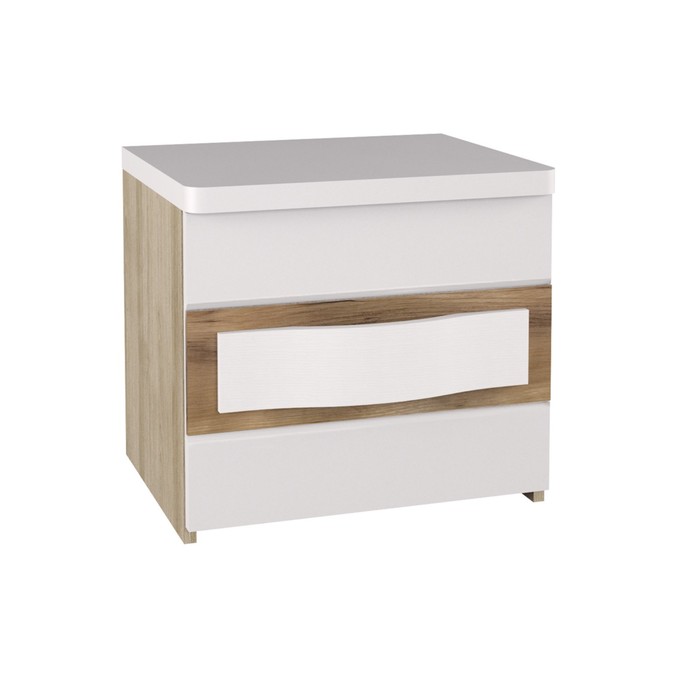 Тумба прикроватная «Лакки», 502×424×450 мм, цвет бук песочный/дуб тортуга/белый глянец