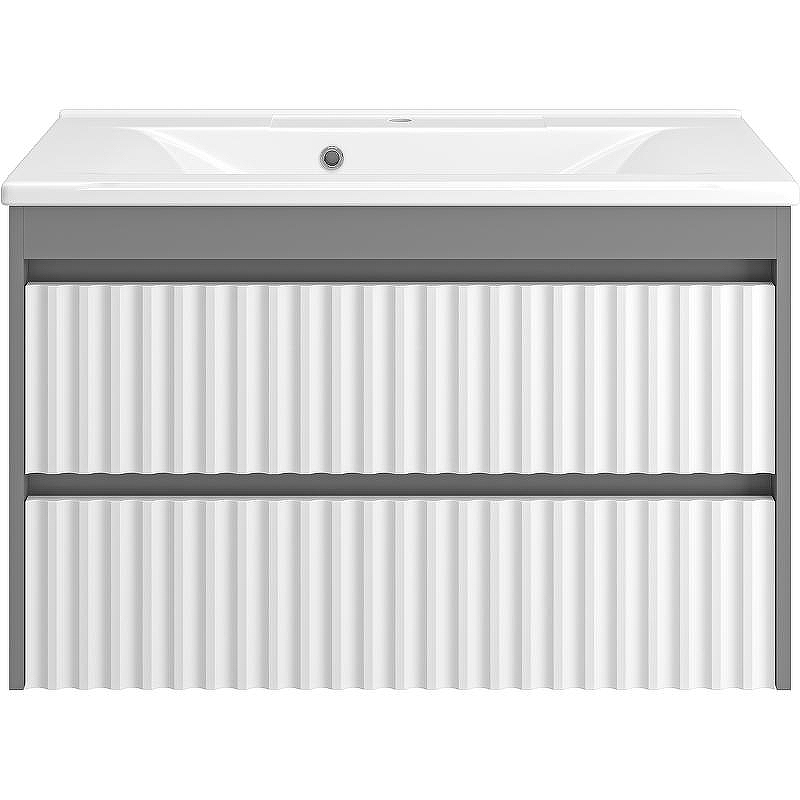 Тумба с раковиной Brevita Balaton 90 УТ000012300 подвесная Белая матовая Серая матовая