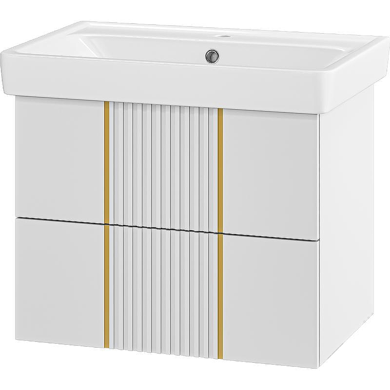 Тумба с раковиной Brevita Vega 70 УТ000022669 подвесная Белая матовая Золото
